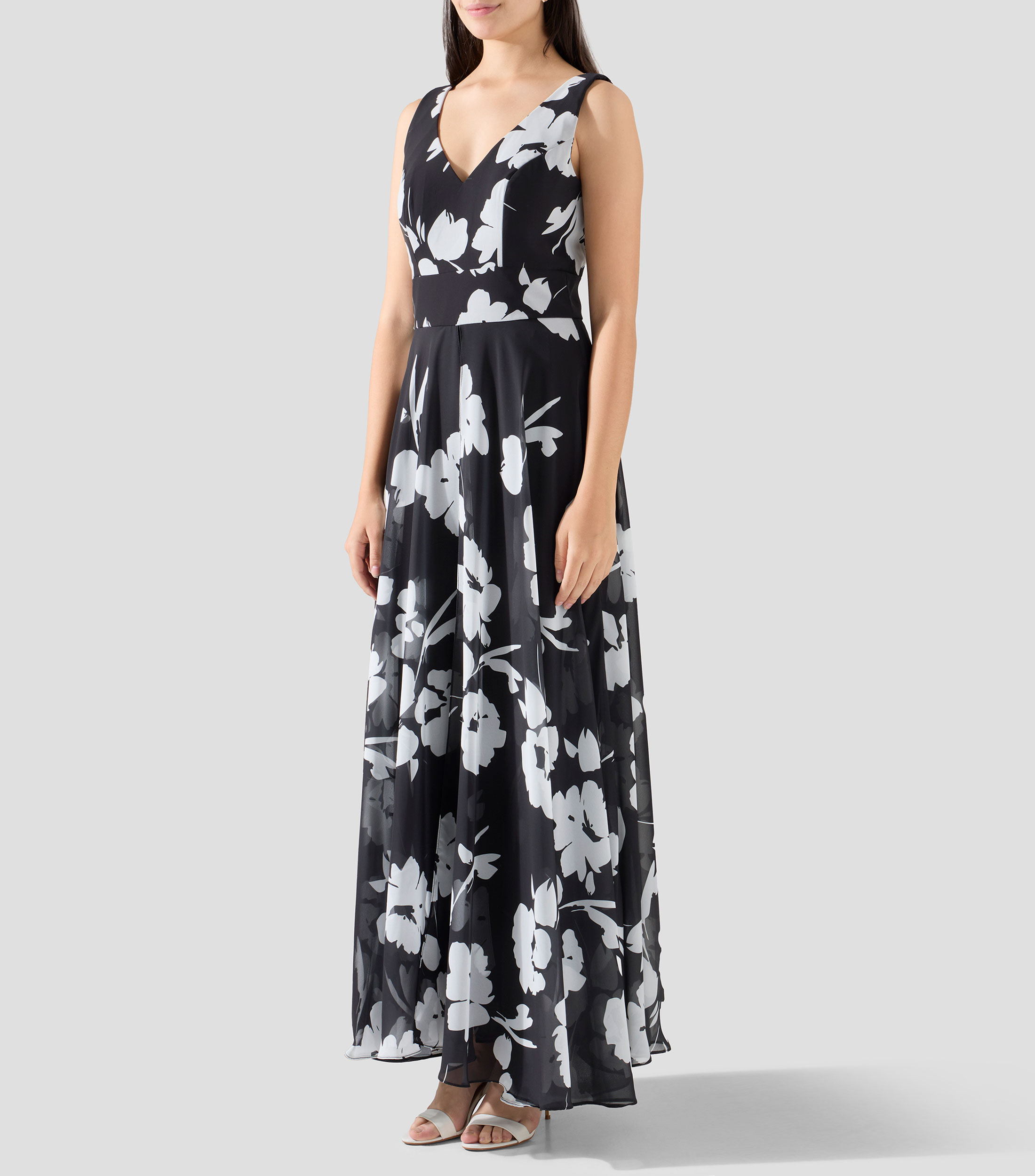 Vestido de fiesta largo estampado Mujer
